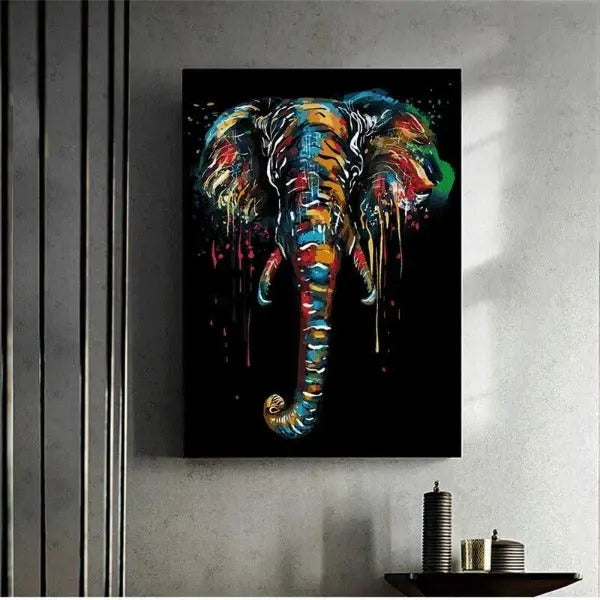 Lienzo Industrial Elefante de Colores - Decoracion-Industrial.es